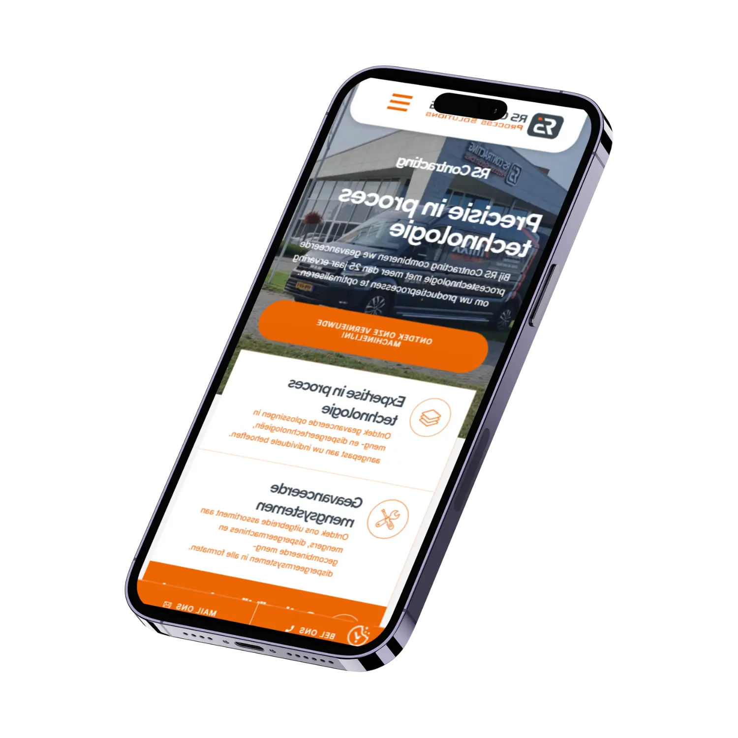 RS Contracting Mobiele weergave